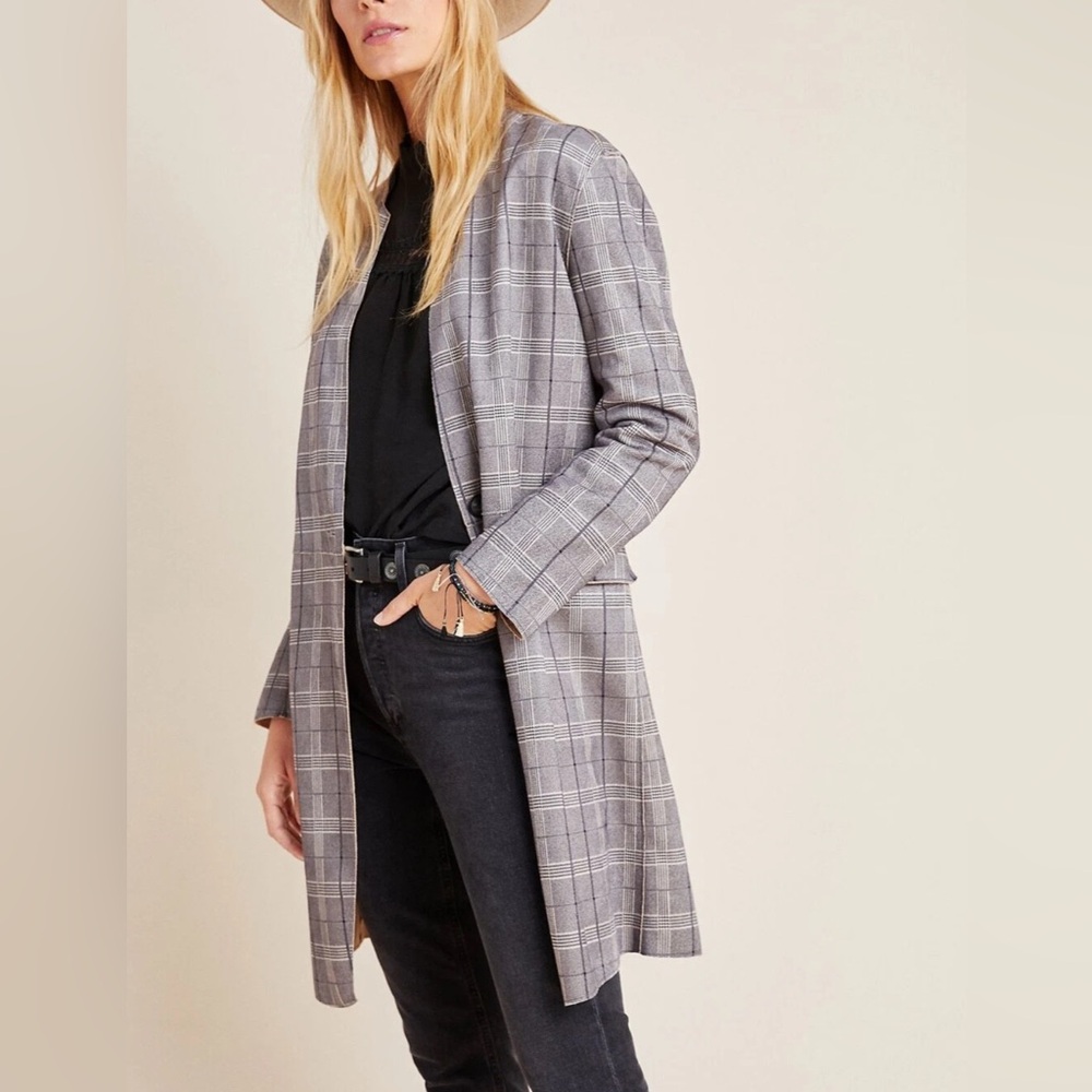 NWT Anthropologie Gray Blazer Modern Oversized